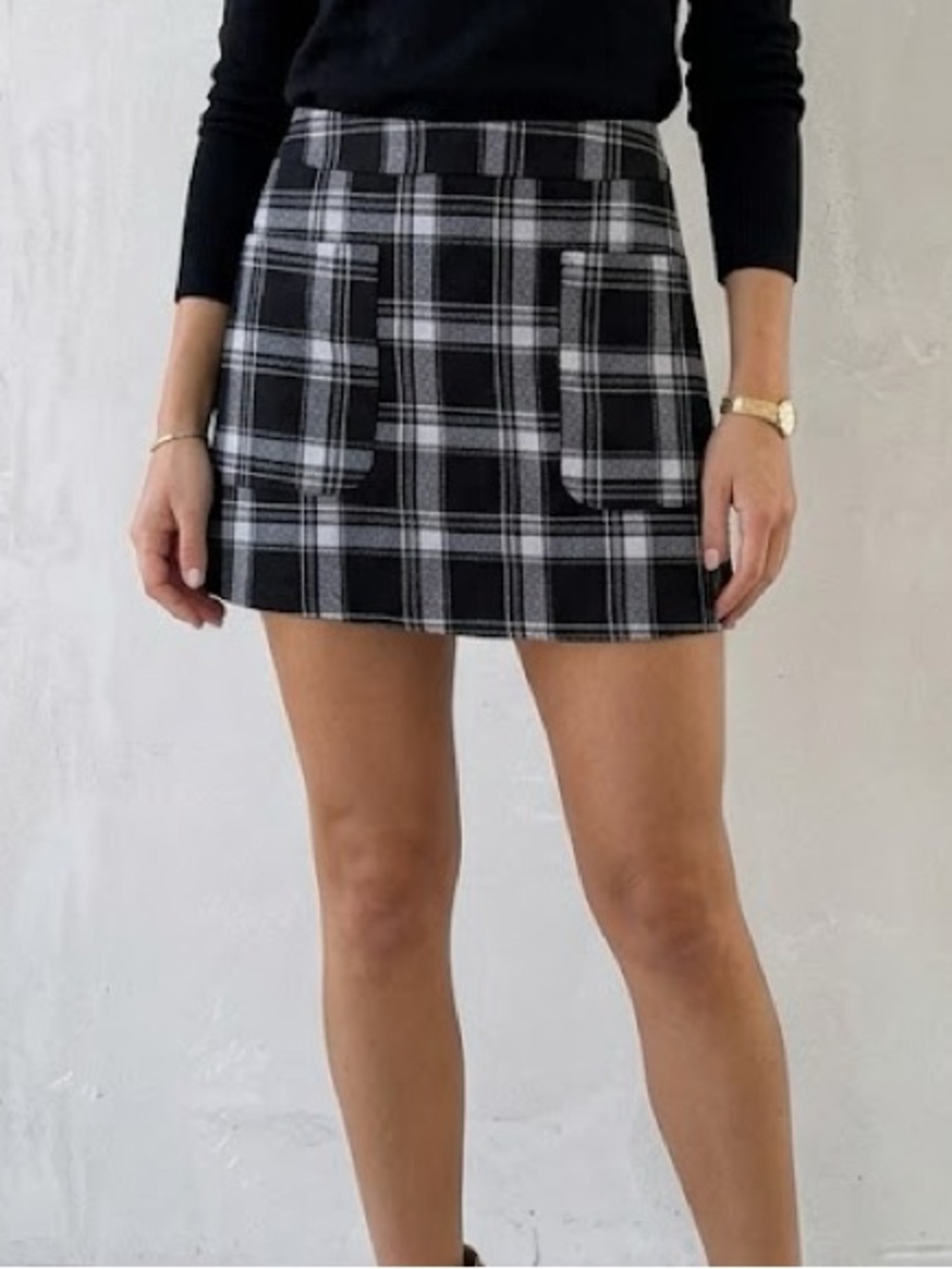 Seek the Label Black Plaid Mini Skirt Small